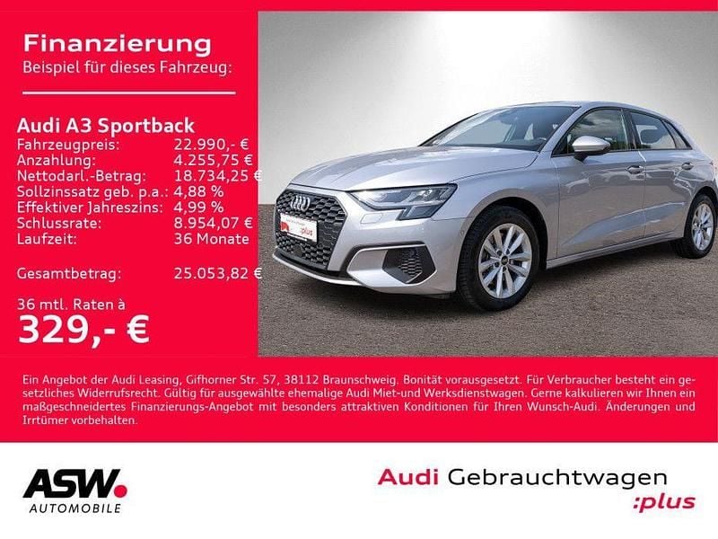 Florettsilber metallic Gebraucht 2021 Audi A3 Design Limousine | 22.990 € (Superpreis) - Bild 1/4