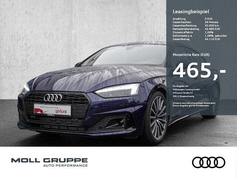 Navarrablau metallic Gebraucht 2024 Audi A5 Sportback Advanced Plus Limousine | 37.840 € (Superpreis) - Bild 1/3