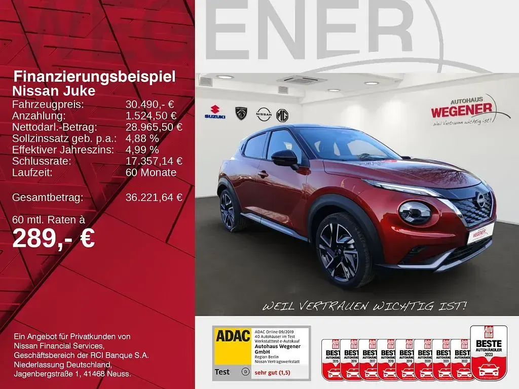 Gebraucht Nissan Juke 143 PS (105 kW) 2025 Fuji sunset red/ black SUV