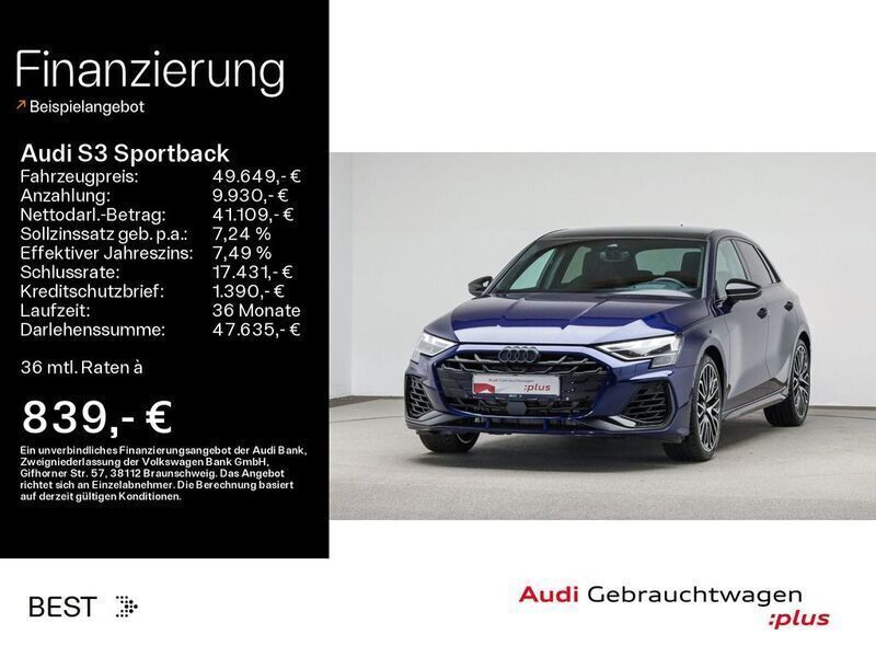 Navarrablau metallic (metallic) Gebraucht 2024 Audi S3 Sport Limousine | 49.649 € (Etwas zu teuer) - Bild 1/4