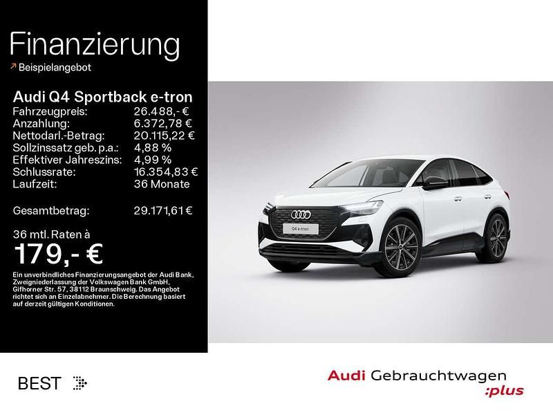 Gletscherweiß metallic Gebraucht 2022 Audi Q4 Sportback e-tron S-Line SUV | 26.488 € (Guter Preis) - Bild 1/3