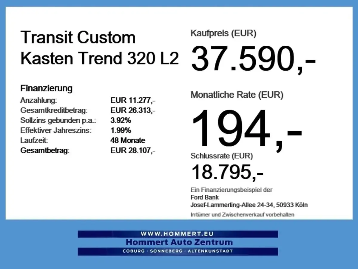 Neu Ford Transit Custom Trend 150 PS (110 kW) 2026 Frost weiß Van / Kleinbus