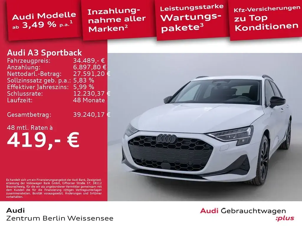 Gebraucht Audi A3 Advanced 150 PS (110 kW) 2025 Gletscherweiß metallic Limousine