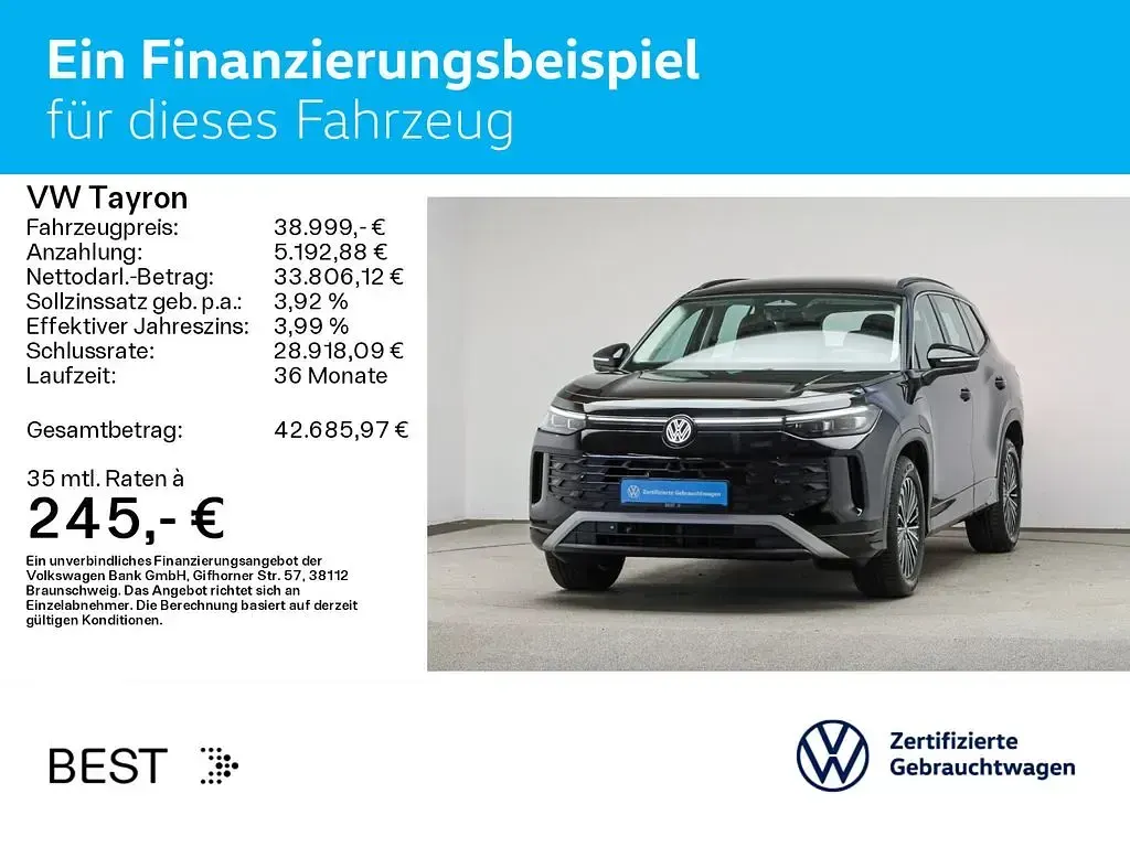 Gebraucht VW Tayron Life 204 PS (150 kW) 2025 Grenadillschwarz metallic SUV