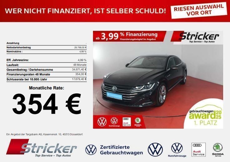 Schwarz Gebraucht 2022 VW Arteon R-line Limousine | 29.799 € (Superpreis) - Bild 1/4