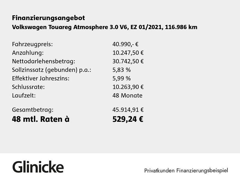 Gebraucht VW Touareg Atmosphere 286 PS (210 kW) 2021 Oryxweiß perlmutteffekt SUV