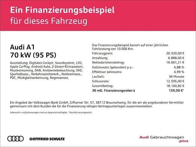 Gebraucht Audi A1 Sportback Advanced Plus 95 PS (69 kW) 2024 Schwarz Kleinwagen