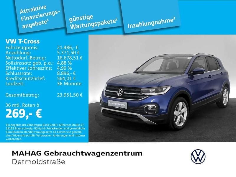 Gebraucht VW T-Cross Style 110 PS (80 kW) 2022 Blau SUV
