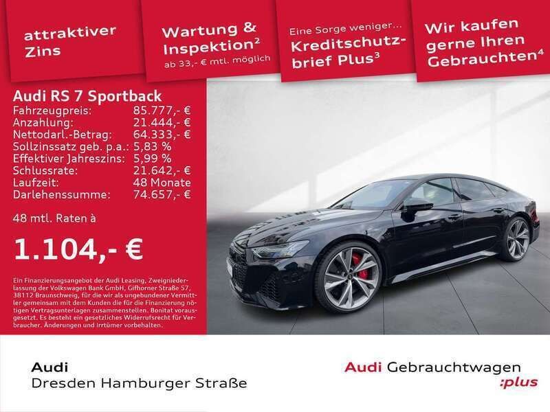Sebringschwarz kristalleffekt Gebraucht 2021 Audi RS7 Kleinwagen | 85.777 € (Guter Preis) - Bild 1/3