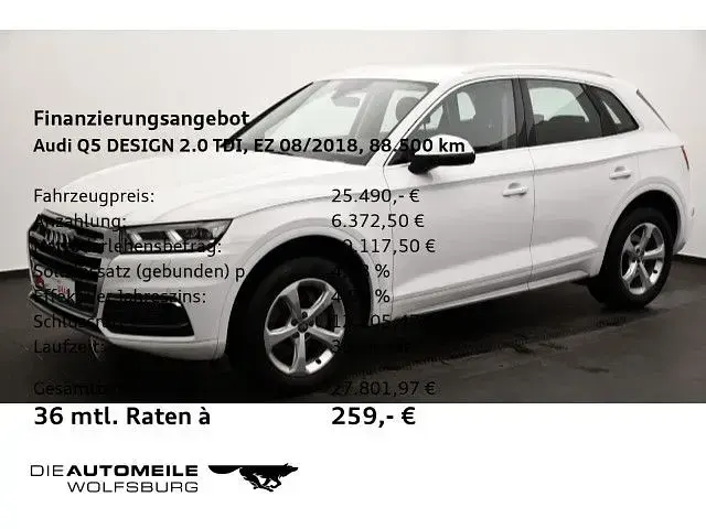 Gebraucht Audi Q5 Design 190 PS (139 kW) 2018 Ibisweiß SUV