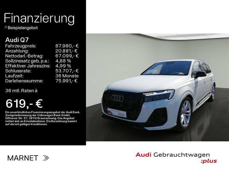 Gletscherweiß metallic Gebraucht 2024 Audi Q7 S-Line SUV | 87.980 € (Teuer) - Bild 1/4