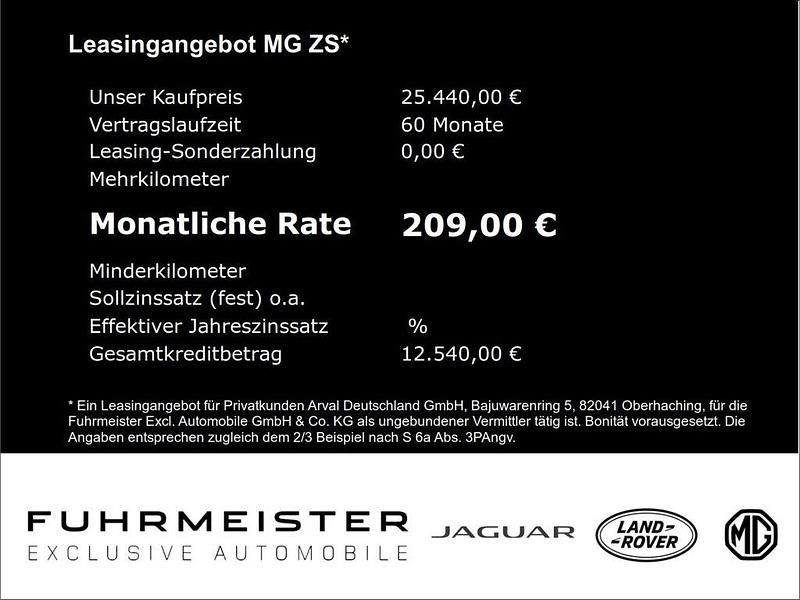 Nowe MG ZS 102 KM (75 kW) 2025 Czarny Sedan/Limuzyna