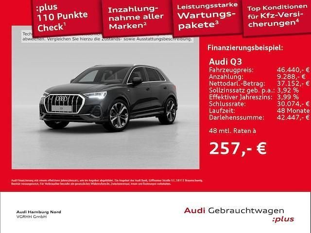 0e mythosschwarz metallic Gebraucht 2024 Audi Q3 S-Line SUV | 46.440 € (Fairer Preis) - Bild 1/3