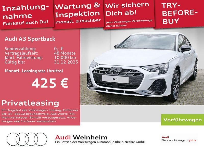 Weiß Gebraucht 2025 Audi A3 Sportback S-Line Limousine | 34.899 € (Superpreis) - Bild 1/3