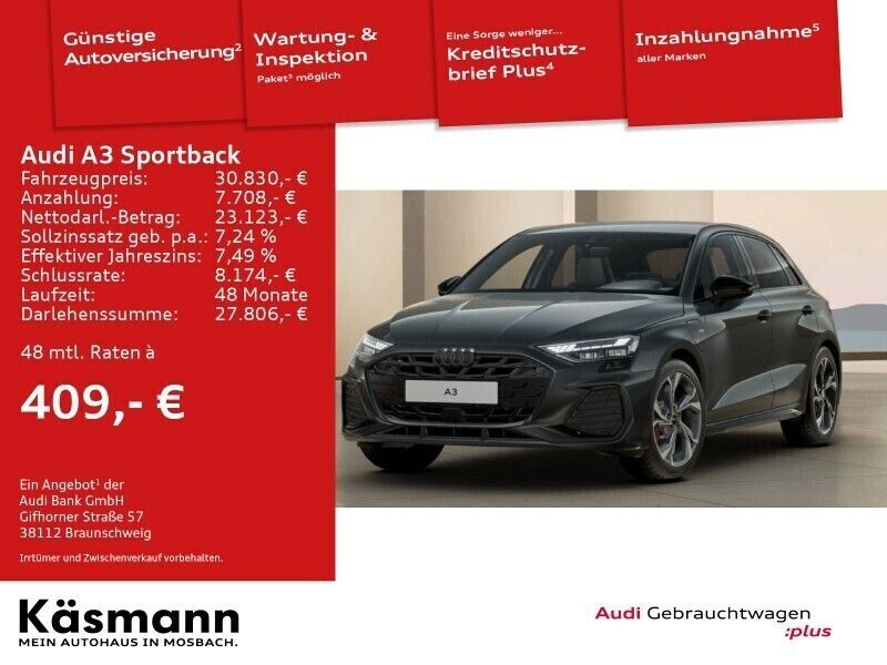 Grau Gebraucht 2022 Audi A3 Sportback Business Limousine | 30.450 € (Teuer) - Bild 1/4