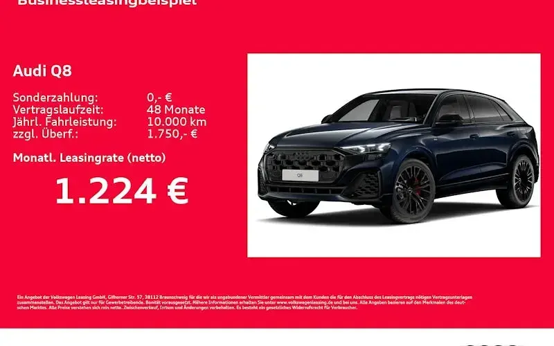 Neu Audi Q8 Ambiente 490 PS (360 kW) 2026 Blau SUV