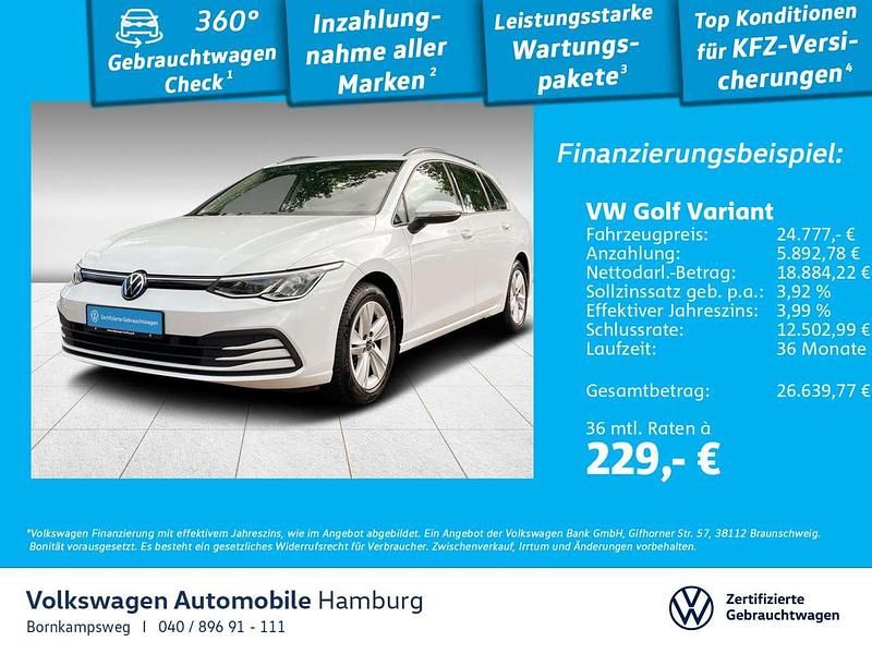 0q pure white Gebraucht 2023 VW Golf VIII Life Kombi | 24.777 € (Fairer Preis) - Bild 1/3