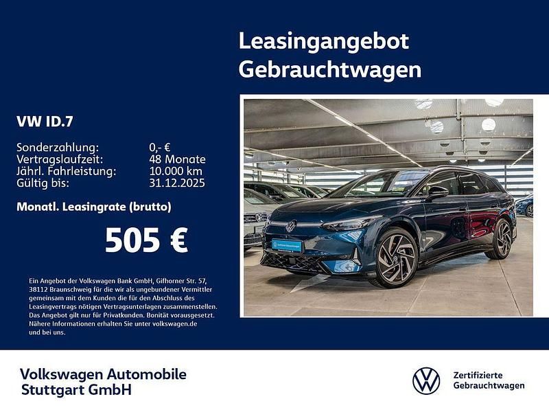 Aquamarinblau metallic/schwarz Gebraucht 2024 VW ID.7 GTX Limousine | 52.330 € - Bild 1/4
