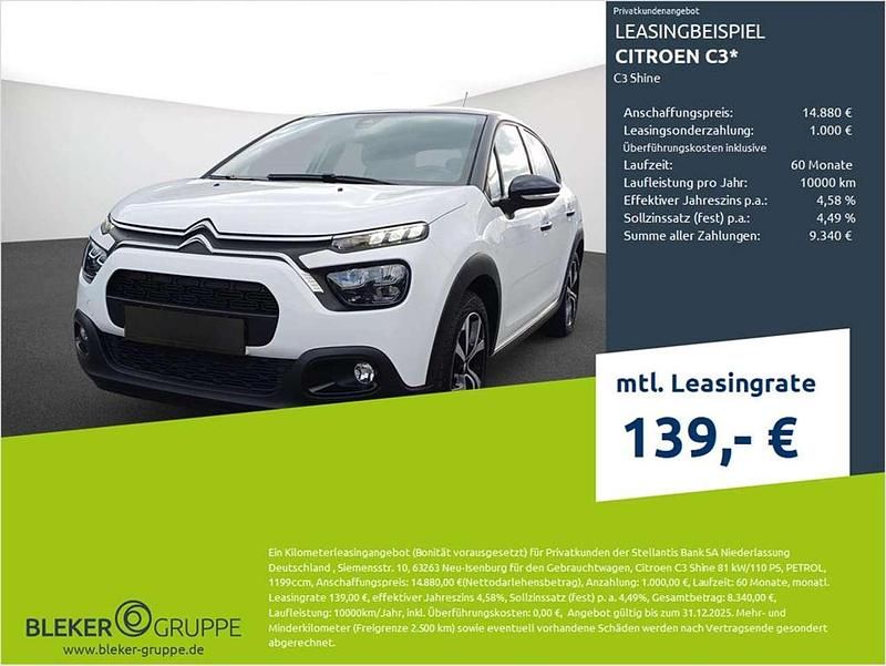 Weiß Gebraucht 2023 Citroën C3 Shine Limousine | 14.880 € (Guter Preis) - Bild 1/3