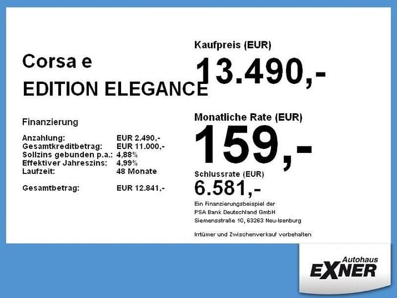 Gebraucht Opel Corsa-e Edition 100 kW (136 PS) 2022 Jade weiß Kleinwagen