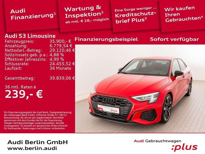 Tangorot metallic Gebraucht 2022 Audi S3 Ambiente Limousine | 35.900 € (Fairer Preis) - Bild 1/3