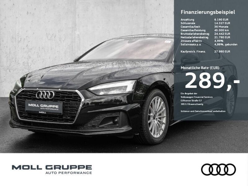 Mythosschwarz metallic Gebraucht 2021 Audi A5 Sportback Design Limousine | 27.980 € (Superpreis) - Bild 1/3