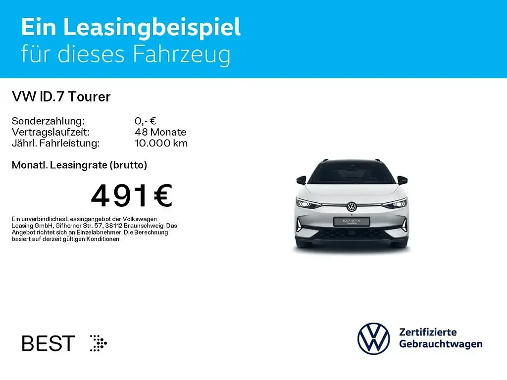 Gebraucht VW ID.7 GTX 250 kW (340 PS) 2025 Gletscherweiß metallic/schwarz Kombi