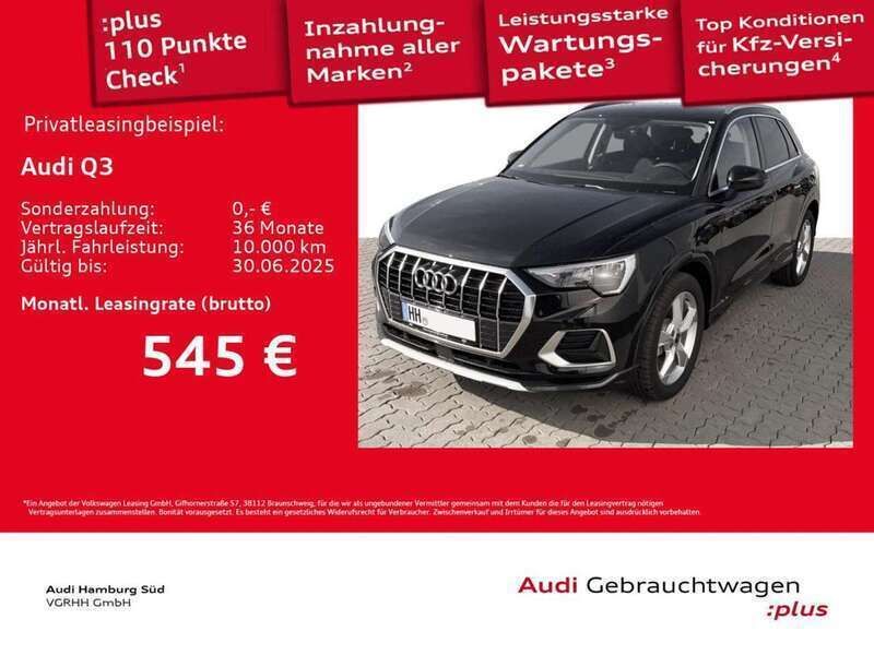 0e mythosschwarz metallic Gebraucht 2025 Audi Q3 Advanced SUV | 42.951 € (Fairer Preis) - Bild 1/3