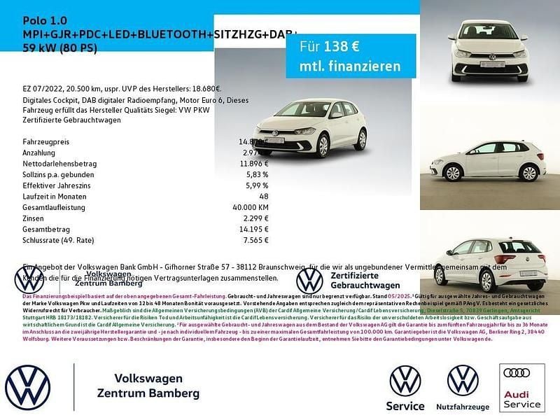 Weiß Gebraucht 2022 VW Polo Limousine | 14.870 € (Guter Preis) - Bild 1/4