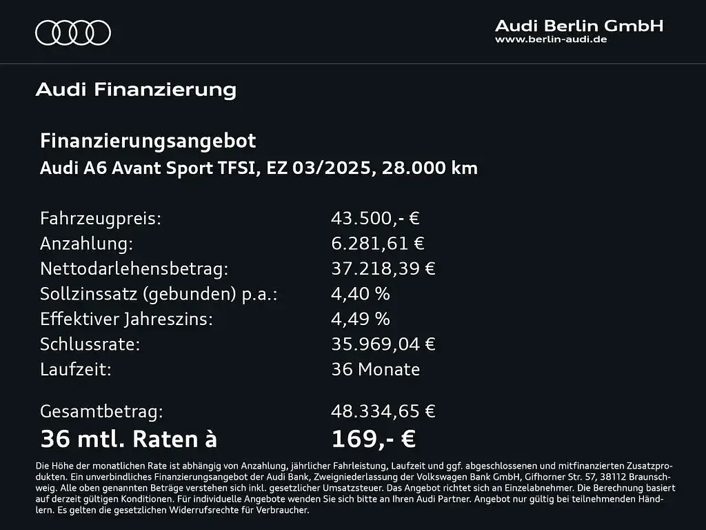 Occasion Audi A6 Advanced Plus 265 ch (194 kW) 2025 Noir Break
