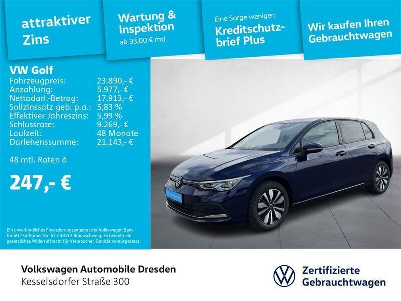 Atlantic blue metallic Gebraucht 2024 VW Golf VIII Life Limousine | 23.890 € (Guter Preis) - Bild 1/3