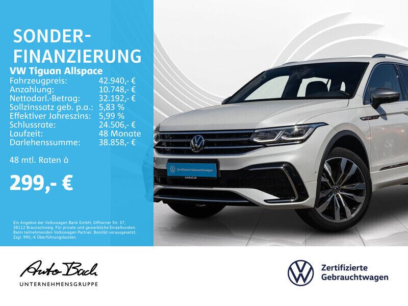 Weiß (oryxweiß perlmutteffekt) Gebraucht 2023 VW Tiguan Allspace R-line SUV | 40.940 € (Fairer Preis) - Bild 1/4