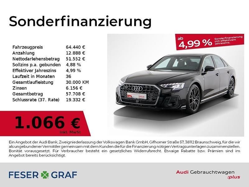 Brillantschwarz Gebraucht 2023 Audi A8 Ambiente Limousine | 63.440 € (Fairer Preis) - Bild 1/4