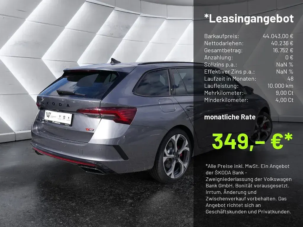 Neu Skoda Octavia RS 265 PS (194 kW) 2026 Grau (grau / graphitgrau) Kombi