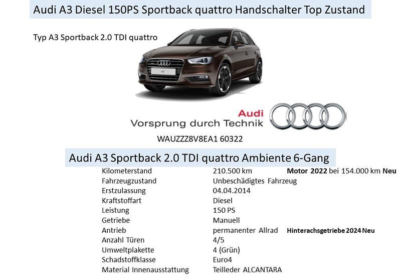 Gebraucht Audi A3 Ambiente 150 PS (110 kW) 2014 Braun Limousine