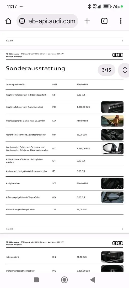 Gebraucht Audi RS3 400 PS (294 kW) 2026 Andere farben Limousine