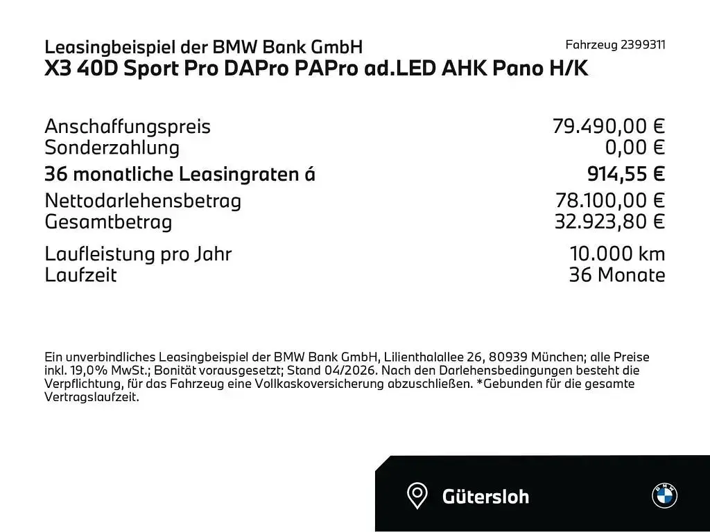 Ny BMW X3 Performance 303 HK (222 kW) 2025 Grå SUV