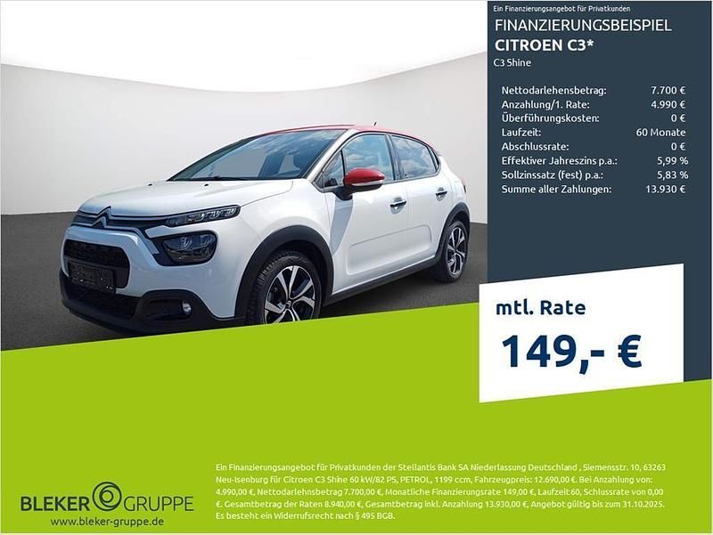 Weiß Gebraucht 2023 Citroën C3 Shine Kleinwagen | 12.280 € (Fairer Preis) - Bild 1/3