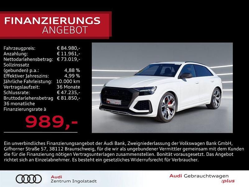 Gletscherweiß metallic Gebraucht 2020 Audi RS Q8 Design SUV | 84.980 € (Superpreis) - Bild 1/3