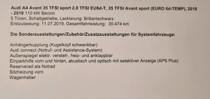 Gebraucht Audi A4 Sport 150 PS (110 kW) 2019 Schwarz Kombi