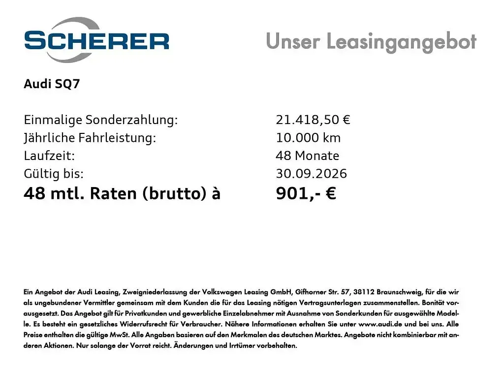 Neu Audi SQ7 Sport 507 PS (372 kW) 2026 Grau SUV