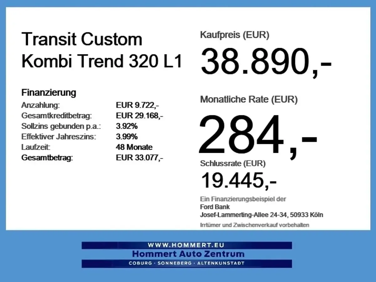 Ny Ford Transit Custom Trend 136 HK (100 kW) 2026 Hvid Stationcar