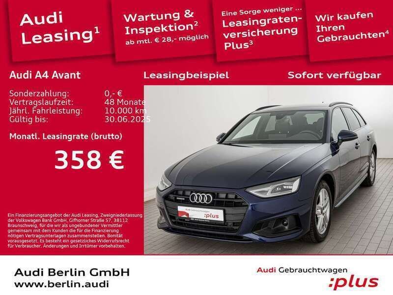 Navarrablau metallic Gebraucht 2024 Audi A4 Advanced Plus Kombi | 39.900 € (Teuer) - Bild 1/3