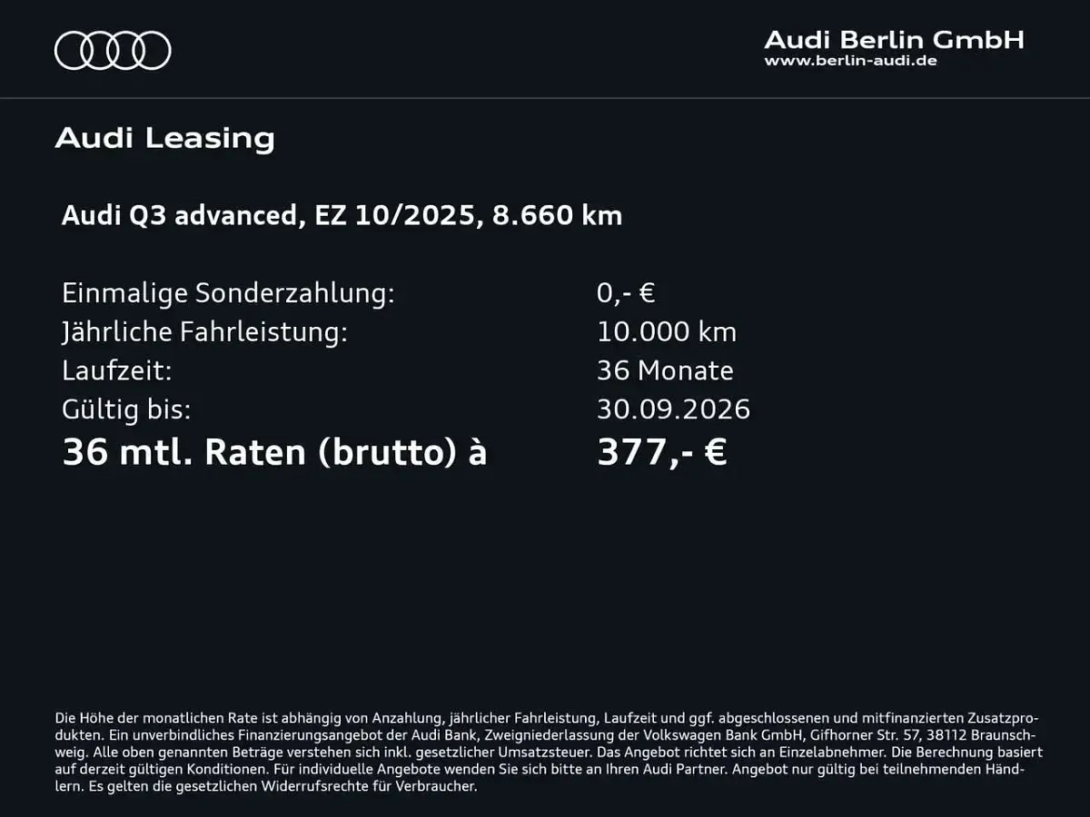 Gebraucht Audi Q3 Comfort 150 PS (110 kW) 2025 Navarrablau metallic SUV