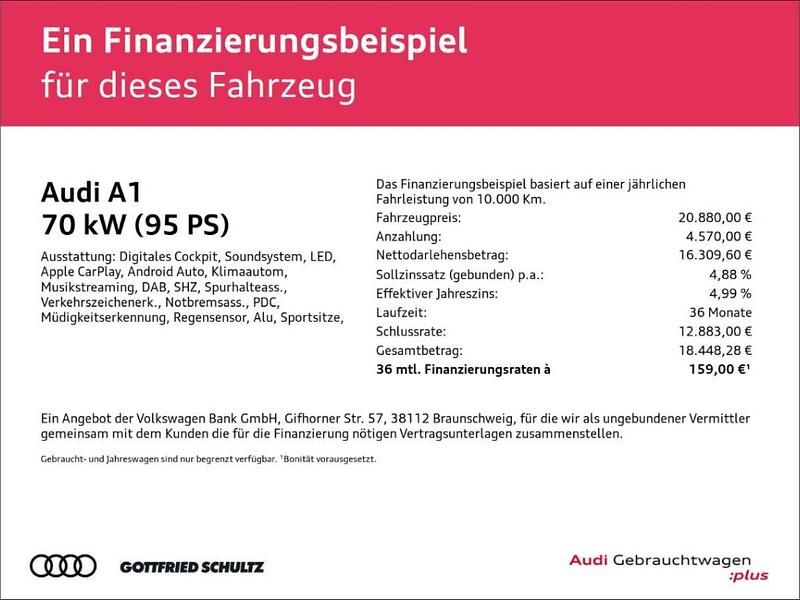 Gebraucht Audi A1 Sportback Advanced Plus 95 PS (69 kW) 2024 Schwarz Kleinwagen