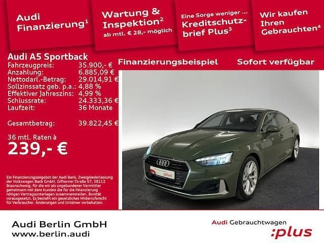 Gebraucht Audi A5 Sportback Advanced Plus 204 PS (150 kW) 2024 Distriktgrün metallic Kleinwagen