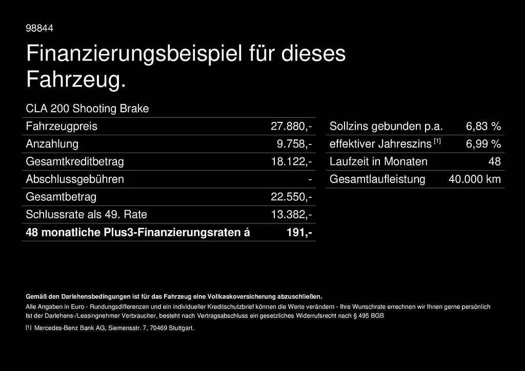 Gebraucht Mercedes CLA200 Shooting Brake 163 PS (119 kW) 2025 Unilack nachtschwarz Kombi
