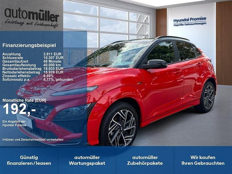 Schwarz ignite flame / phantom b Gebraucht 2021 Hyundai Kona N Line SUV | 18.740 € (Fairer Preis) - Bild 1/4