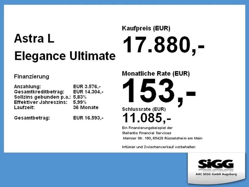 Gebraucht Opel Astra Elegance 131 PS (96 kW) 2023 Jade weiss/arktis weiss Limousine