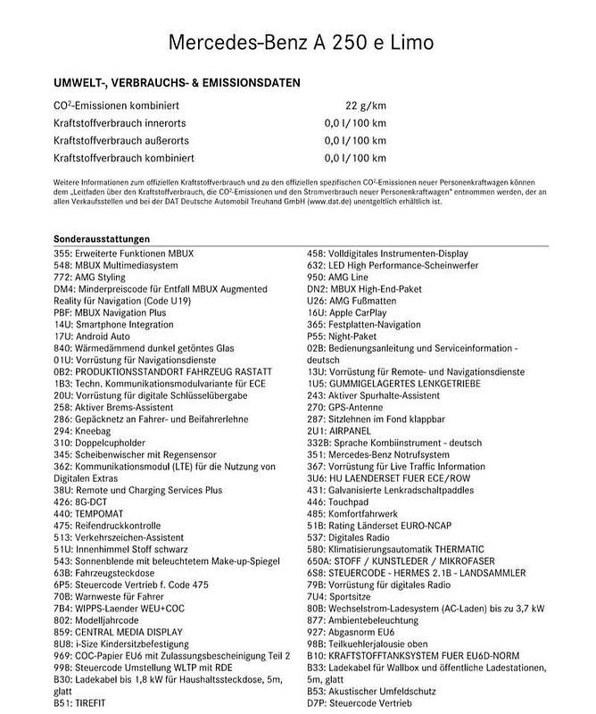 Gebraucht Mercedes A250 160 PS (117 kW) 2021 Schwarz Limousine